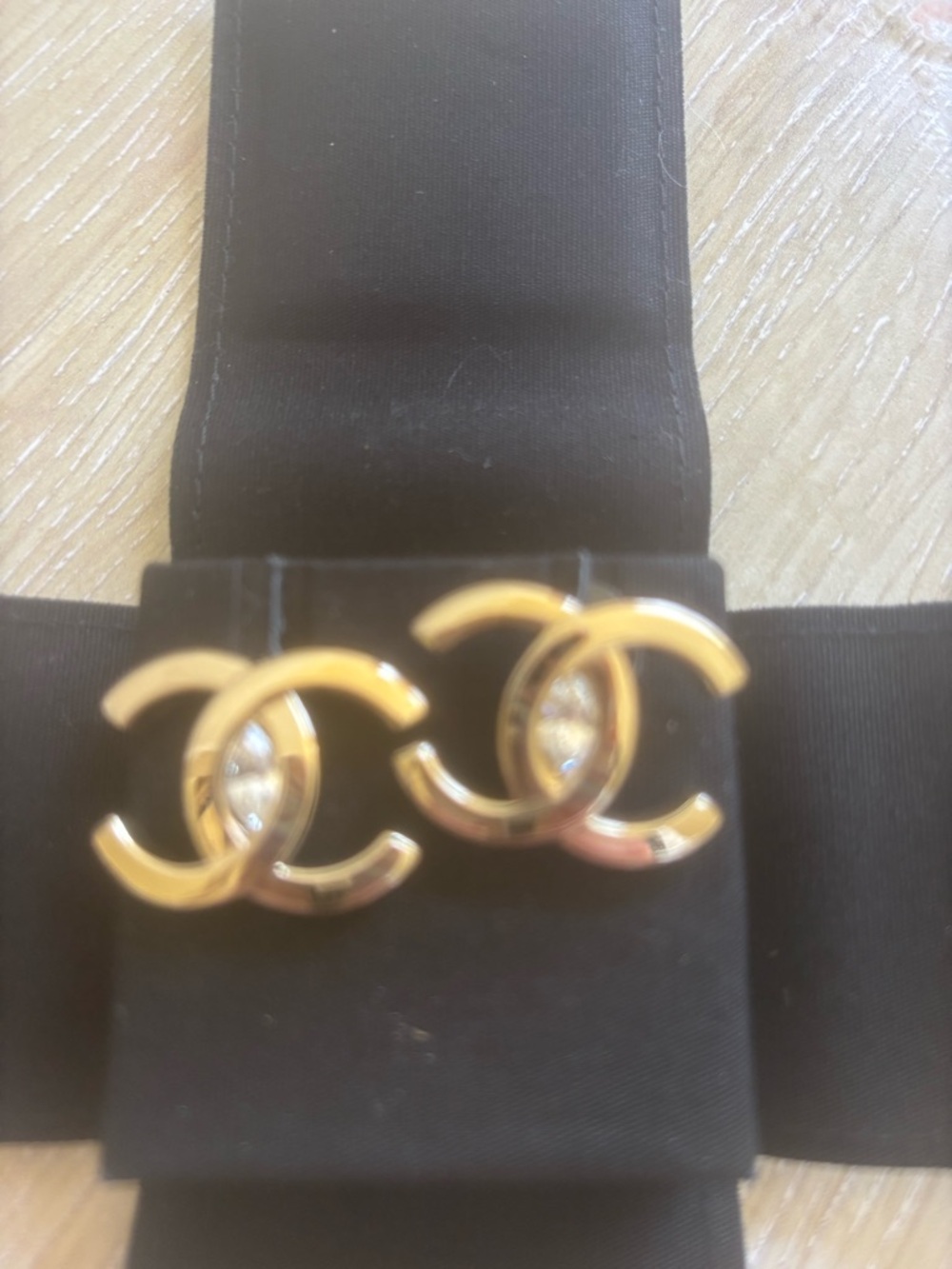 CHANEL Gold CC Logo Crystal Accent Earrings - Picture 2 of 5